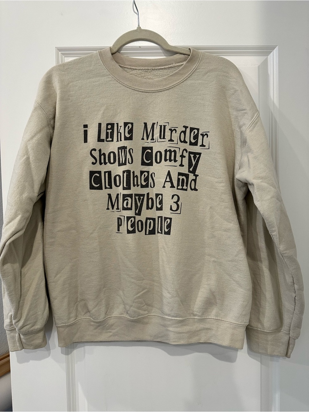 Beige Graphic Crewneck Sweatshirt - Comfy Statement Pullover